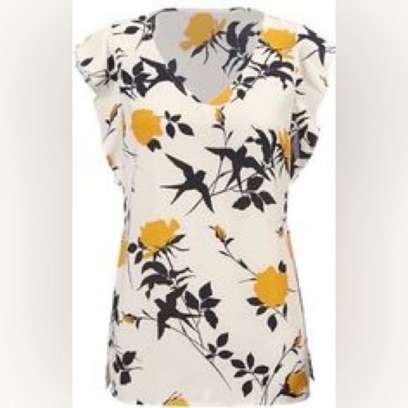 CAbi Tops - Cabi 3963 Birdwatcher Floral Crossover Flutter Sleeve Blouse XS